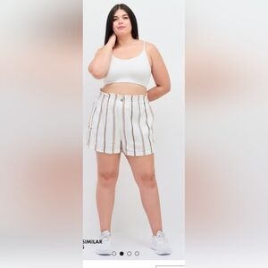 2X JESSICA SIMPSON Stripes Wide High Rise Elastic Waist Pockets Shorts
